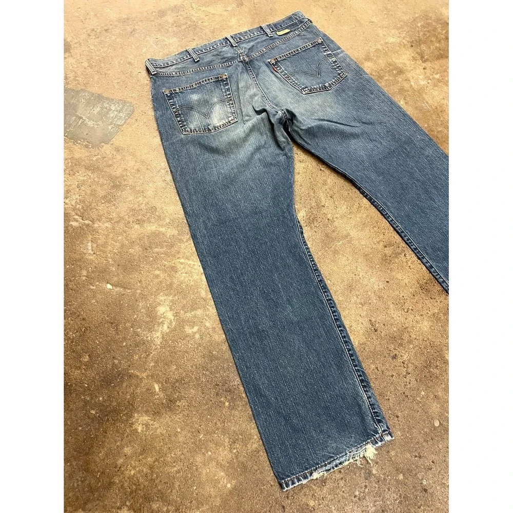 Levi's 501 Straight Jeans Men 40x32 Blue Denim Logo Cotton High Rise Regular Fit